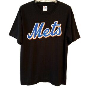 Mets T-Shirt  Men's Large  #15 Beltran  Black Blue graphics  Majestic MLBPA  GUC